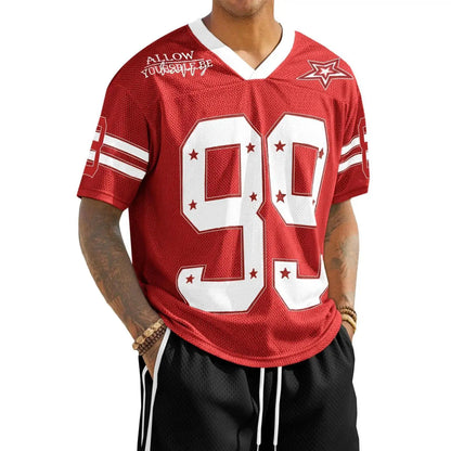 Runcati Men's Oversized Y2K Jersey T-Shirts - Unisex V-Neck Graphic Number Tees for Summer Streetwear Fashion