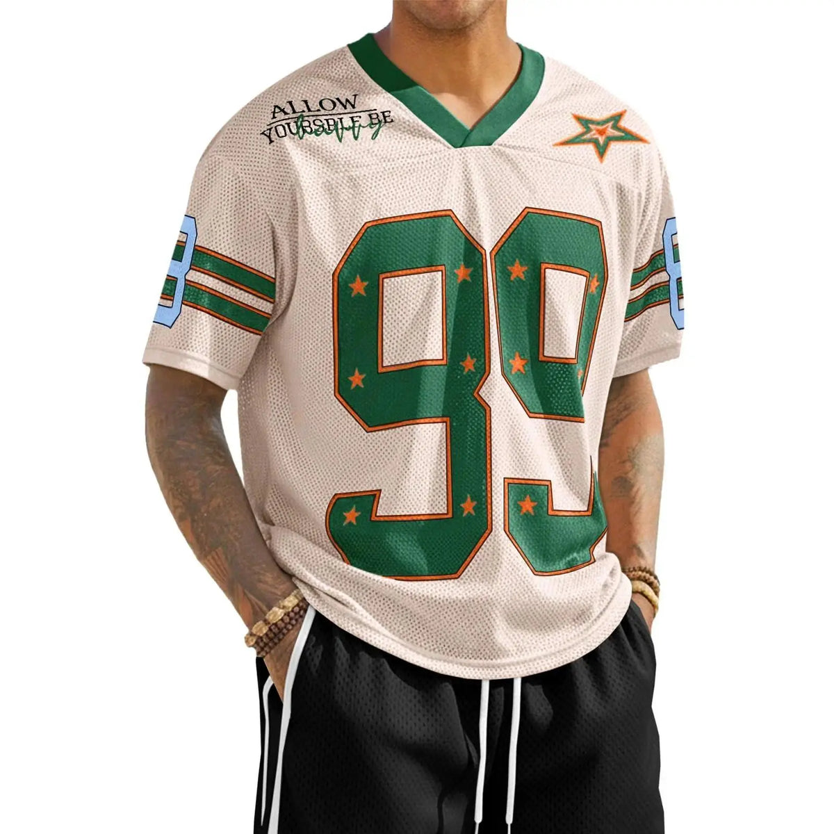 Runcati Men's Oversized Y2K Jersey T-Shirts - Unisex V-Neck Graphic Number Tees for Summer Streetwear Fashion