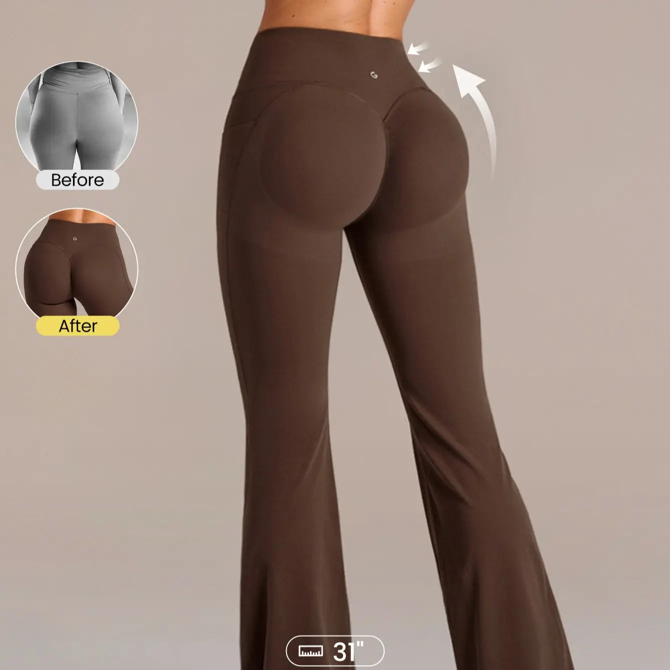 GLOWMODE Featherfit Peakbum Collection Invisible Scrunch Leggings and Shorts with Side Pockets for Medium Impact Training and Fitness Activities