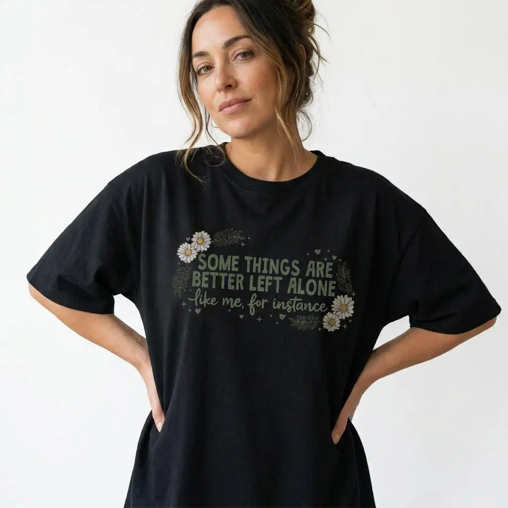 Women's Plus Size Sarcastic Floral Graphic Tee for Introverts