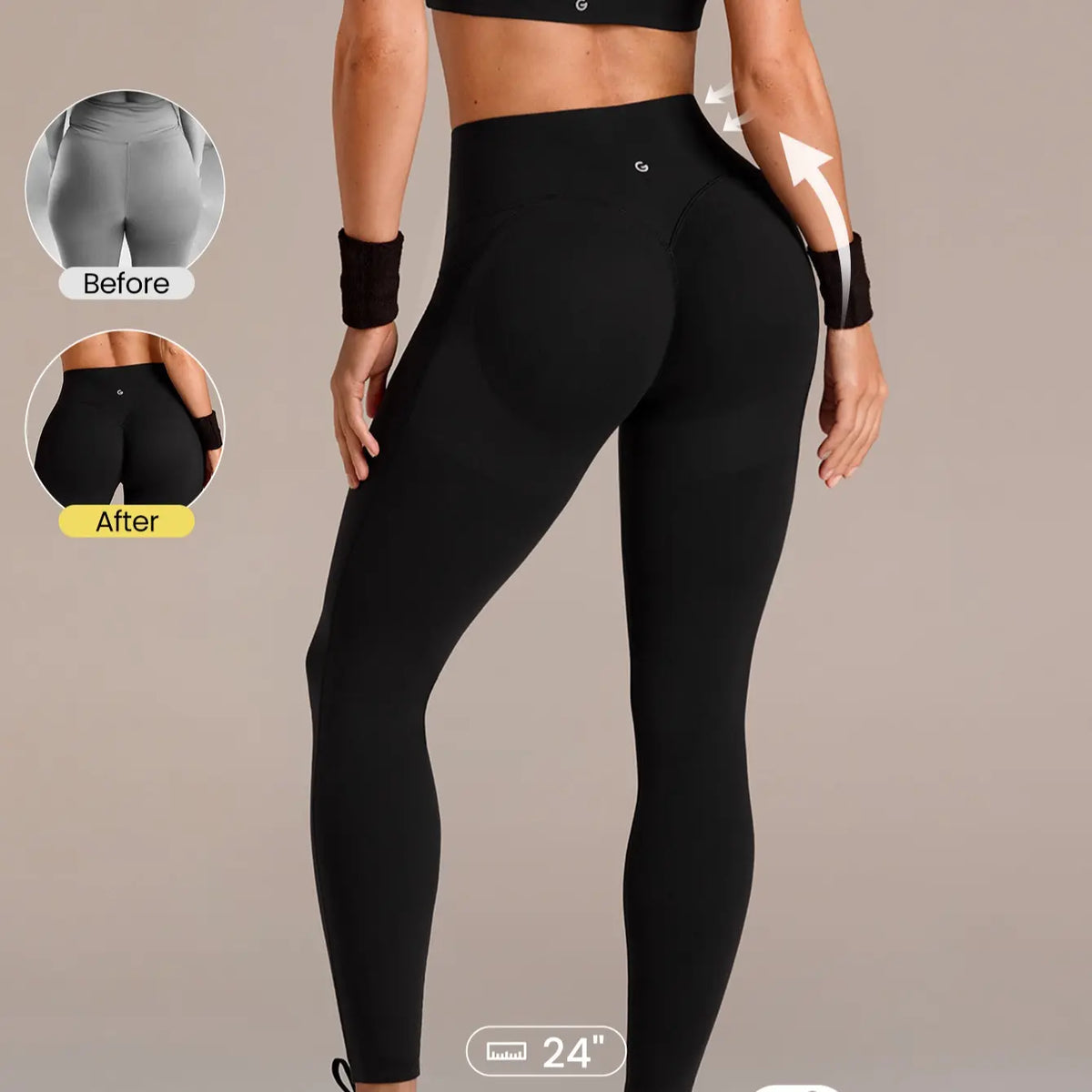 GLOWMODE Featherfit Peakbum Collection Invisible Scrunch Leggings and Shorts with Side Pockets for Medium Impact Training and Fitness Activities