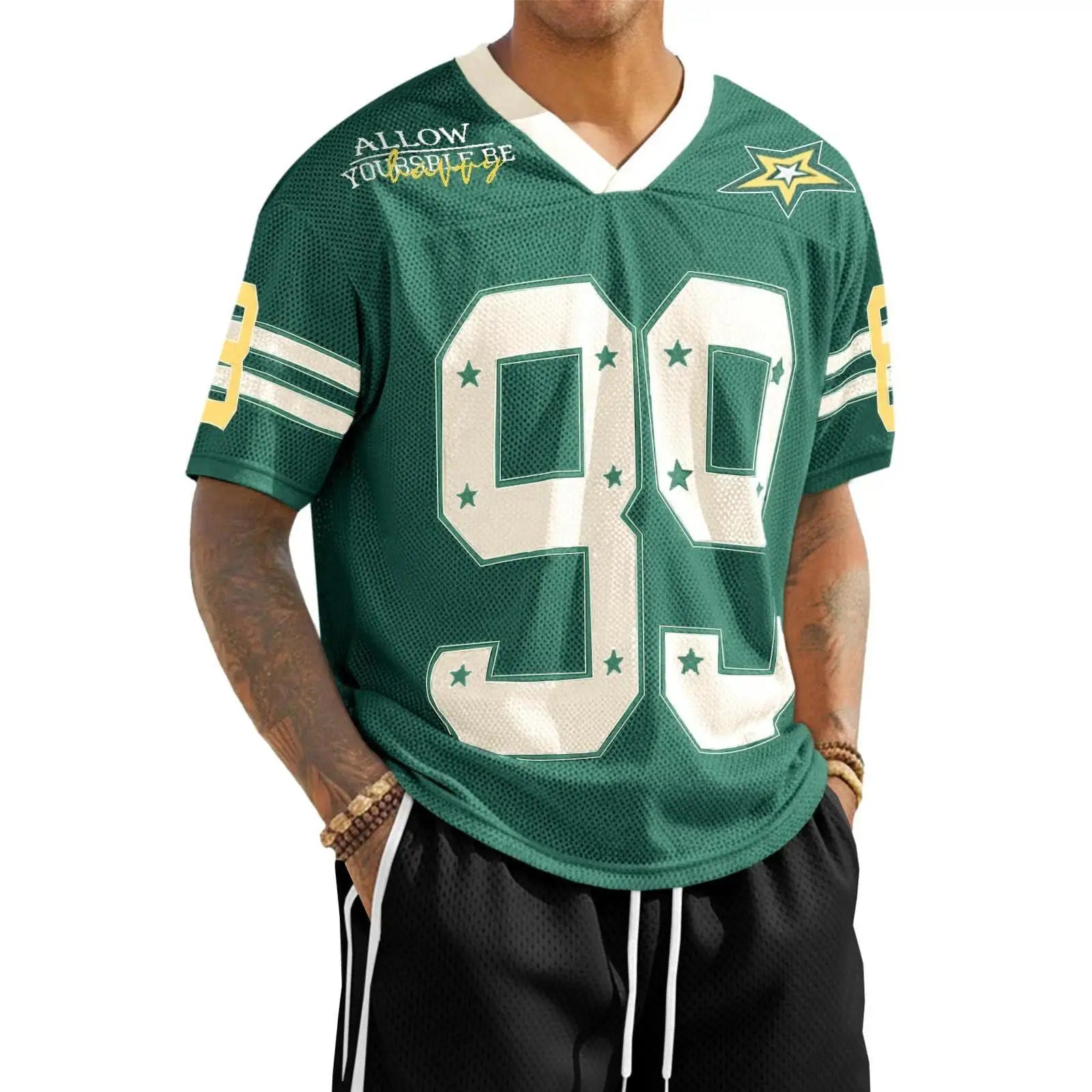 Runcati Men's Oversized Y2K Jersey T-Shirts - Unisex V-Neck Graphic Number Tees for Summer Streetwear Fashion