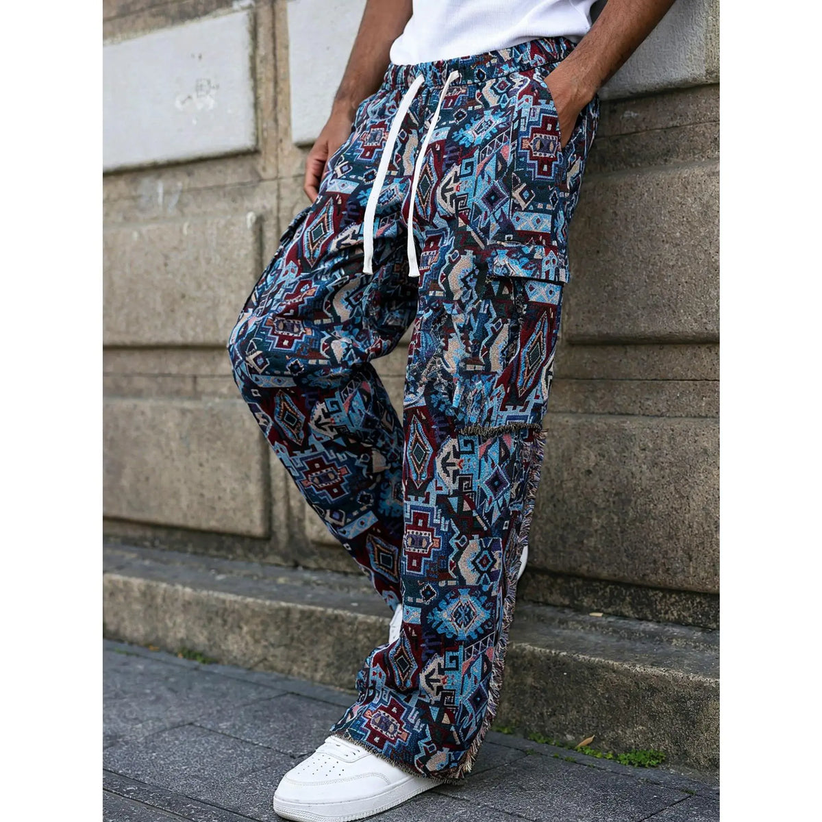 Men's Lightweight Summer Lounge Pants - Colorful Abstract Print Relaxed Fit Sweatpants with Pockets, Ideal for Travel, Sleep, Beach Cover-Up, or Gym Warm-Up.